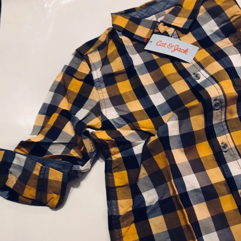 Retro Vintage Boys husky button down shirt  ✨HP🦖 Deadstock NWT kidcore academia